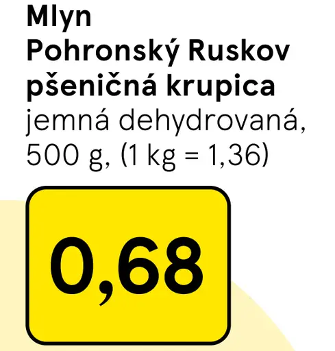 Mlyn Pohronský Ruskov Pšeničná krupica jemná dehydrovaná