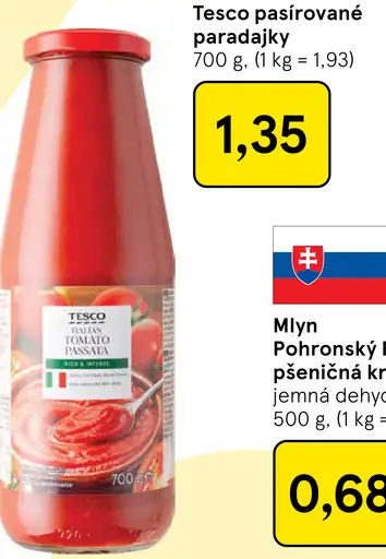 Tesco pasírované paradajky
