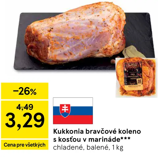 Kukkonia bravčové koleno s kosťou v marináde chladené balené