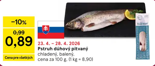 Pstruh dúhový pitvaný chladený, balený