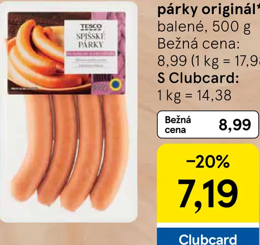 Tesco spišské párky