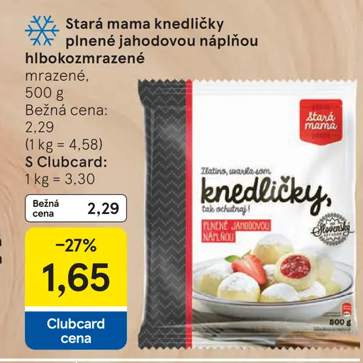 Stará mama knedličky plnené jahodovou náplňou hlboko mrazené