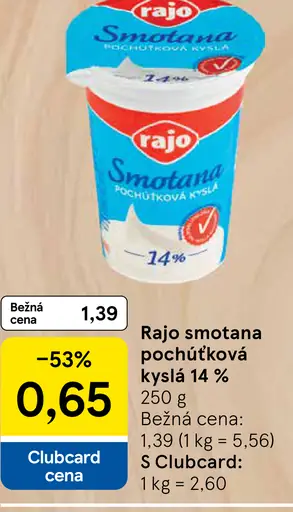 Rajo Smotana pochúťková kyslá 14%