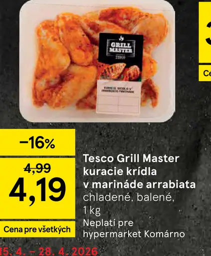 Tesco Grill Master kuracie krídla v marináde arrabiata