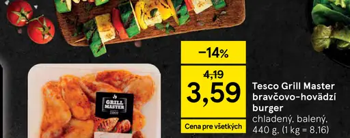 Tesco Grill Master bravčovo-hovädzí burger
