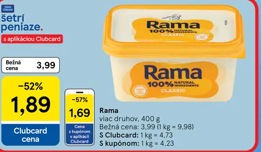 Rama rastlinný tuk rôzne druhy