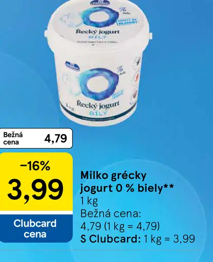 Milko Řecký jogurt 0% biely