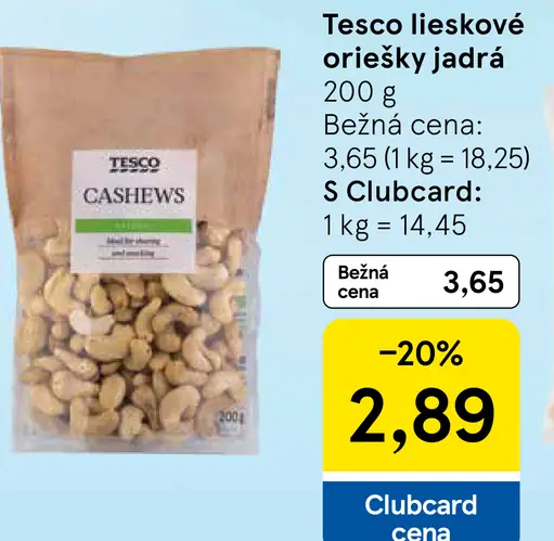 Tesco kešu jadrá