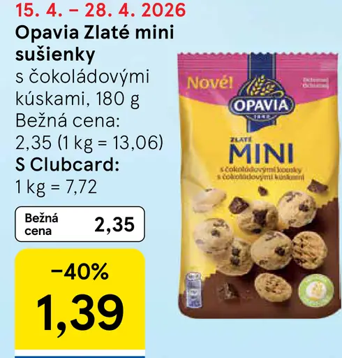 Opavia Zlaté mini sušienky s čokoládovými kúskami