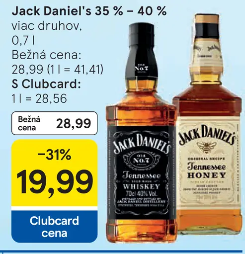 Jack Daniel’s Tennessee whisky 35 – 40 % viac druhov