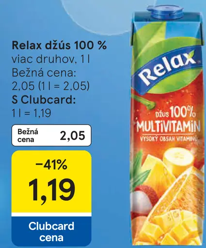 Relax džús 100 % multivitamín viac druhov