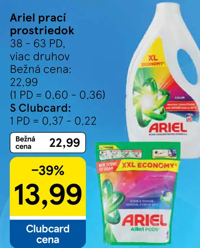 Ariel prací prostriedok viac druhov