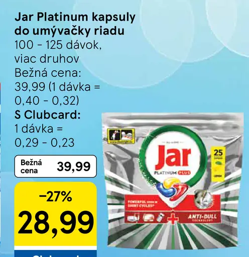 Jar Platinum kapsuly do umývačky riadu 100 – 125 dávok, viac druhov