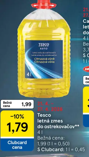 Tesco letná zmes do ostrekovačov citrusová vôňa