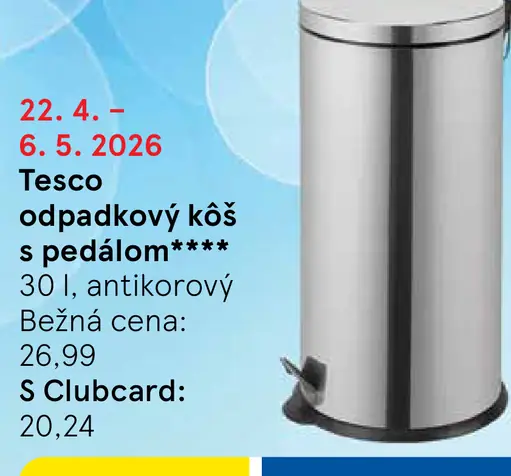 Tesco odpadkový kôš antikorový s pedálom