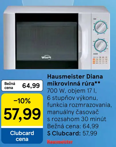 Hausmeister Diana mikrovlnná rúra