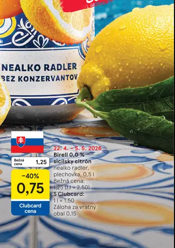 Birell nealkoholický radler Sicílsky citrón