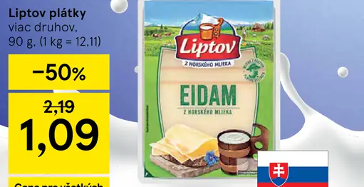 Liptov Eidam plátky rôzne druhy