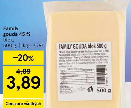 Family gouda 45 % blok