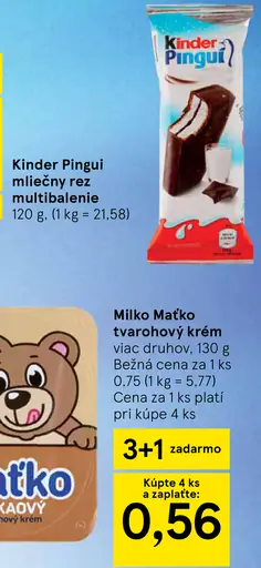 Kinder Pingui mliečny rez multibalenie