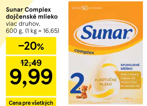 Sunar Complex dojčenské mlieko