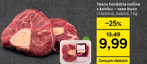 Tesco hovädzia nožina s kosťou osso bucco chladená balená