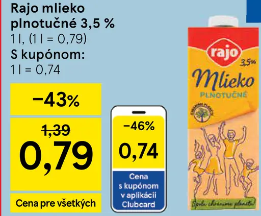 Rajo Mlieko plnotučné 3,5%