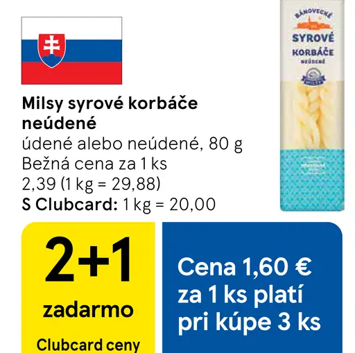Milsy korbáčiky syrové údené / neúdené