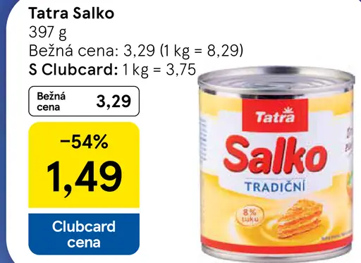 Tatra Salko tradičné sladené zahustené mlieko