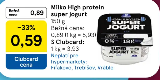 Milko Super jogurt High Protein biely