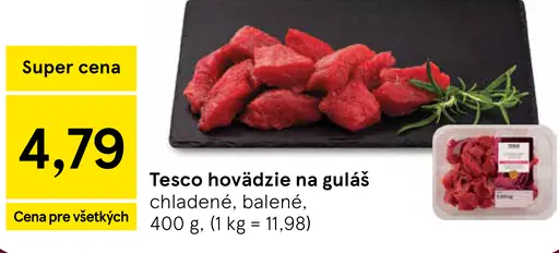 Tesco hovädzie na guláš chladené, balené