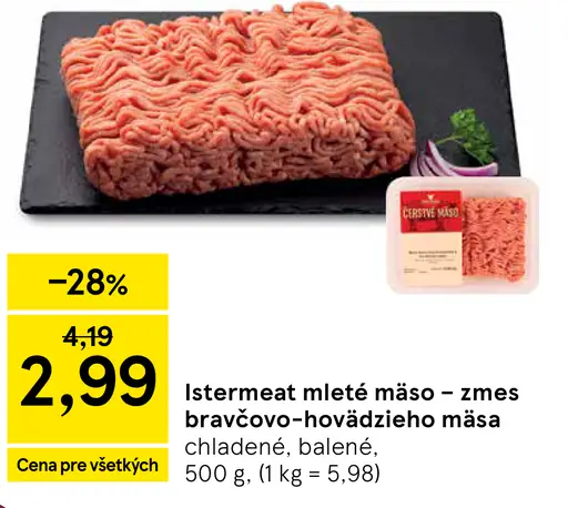 Istermeat mleté mäso zmes bravčovo-hovädzieho mäsa chladené balené