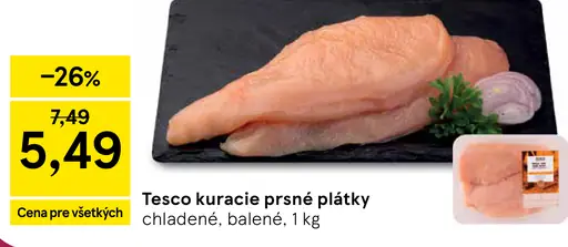 Tesco kuracie prsné filetky krájané soté chladené balené
