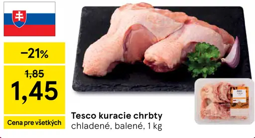 Tesco kuracie chrbty chladené