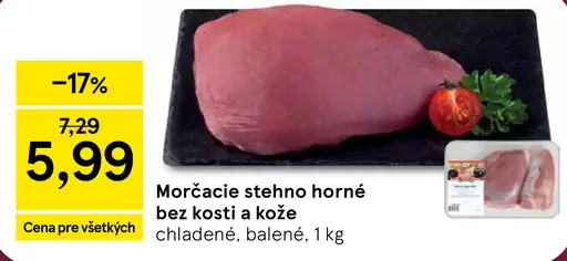 Morčacie stehno horné bez kosti a kože chladené balené