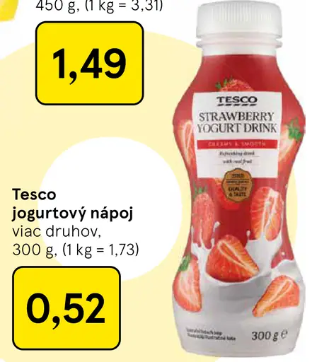 Tesco jogurtový nápoj viac druhov
