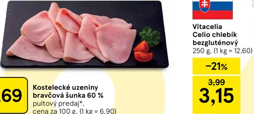 Kostelecké uzeniny bravčová šunka 60%