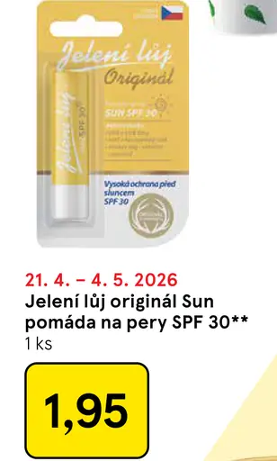 Jelení Lůj Originál Sun pomáda na pery SPF 30