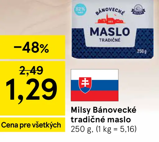 Milsy Bánovecké maslo tradičné