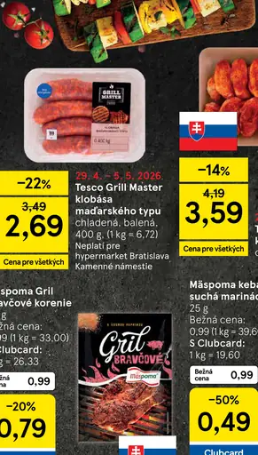Tesco Grill Master klobása maďarského typu