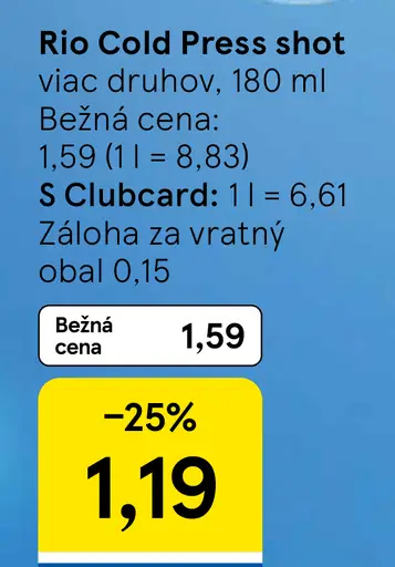 Rio Cold Press shot zázvorový alebo kurkumový