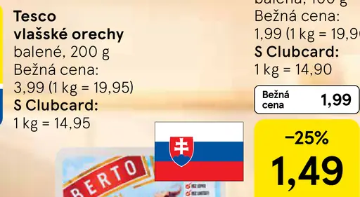 Tesco vlašské orechy strúhané balené