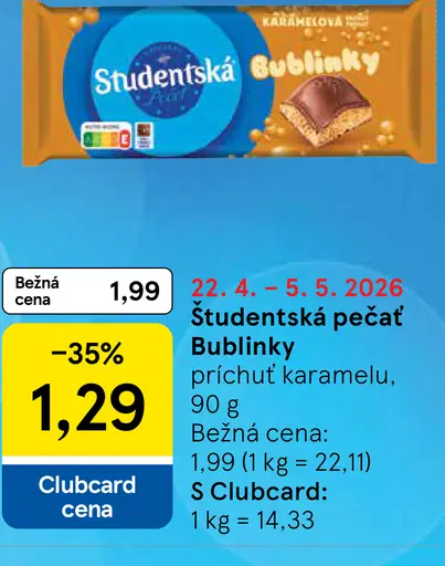 Orion Studentská pečať Bublinky čokoládová tyčinka s príchuťou karamelu