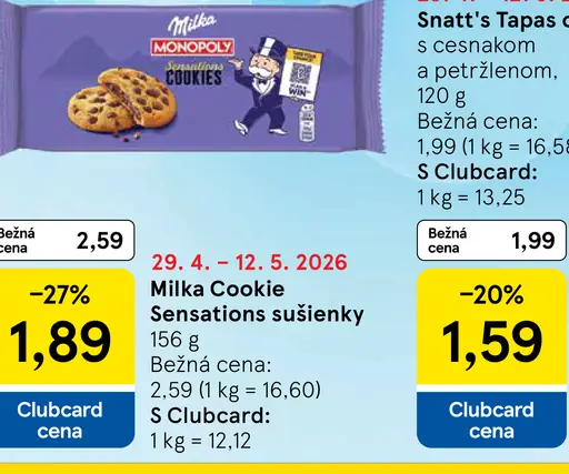 Milka sušienky Cookie Sensations s náplňou a kúskami čokolády