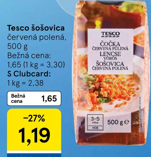 Tesco šošovica červená polená