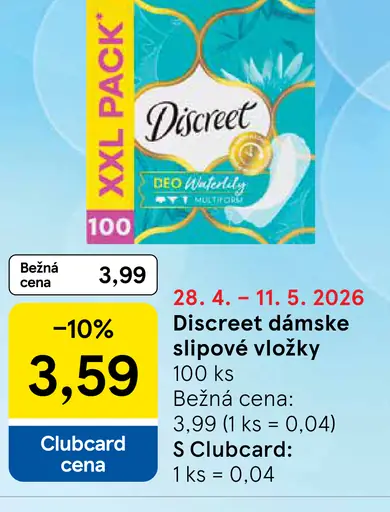 Discreet dámske slipové vložky