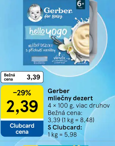 Gerber mliečny dezert