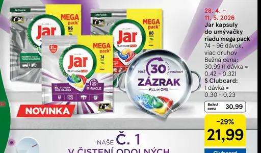 Jar kapsuly do umývačky riadu rôzne druhy