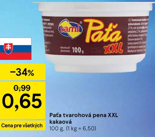 Tami Paťa tvarohová pena XXL kakaová