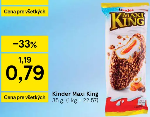 Kinder Maxi King mliečny dezert v poleve